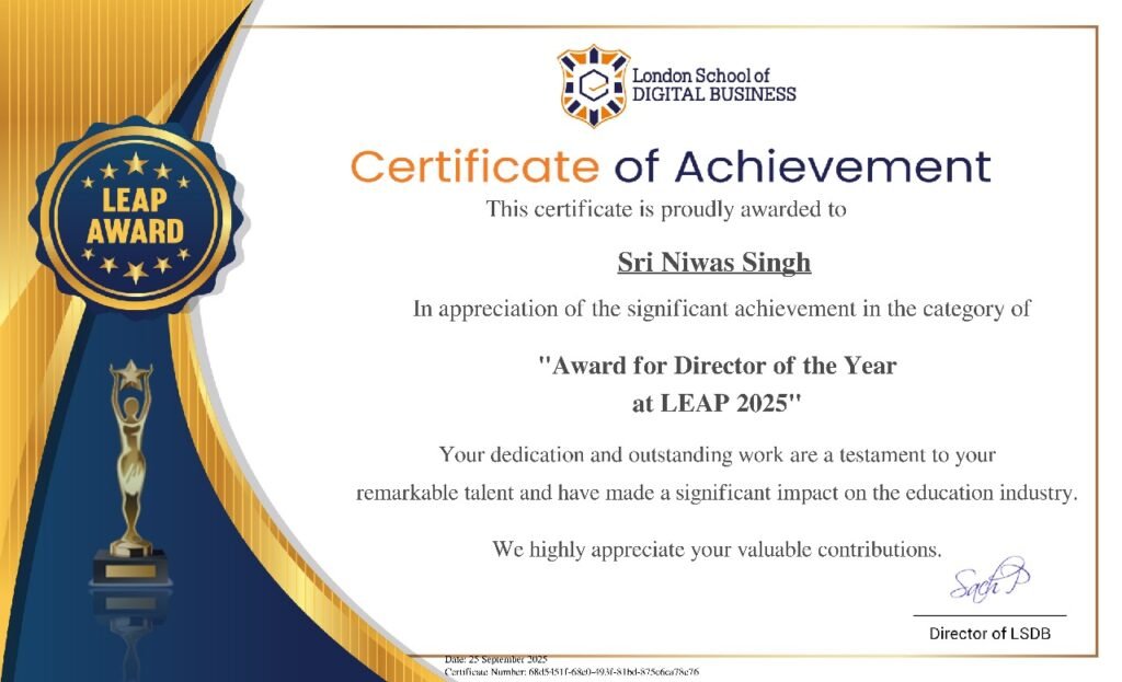 Shri Nivas Singh awarded “Director of the Year